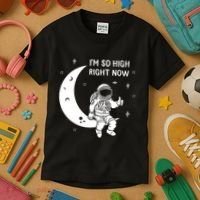 Astronaut Moon Im So High Right Now Kids T-Shirt thumb 3