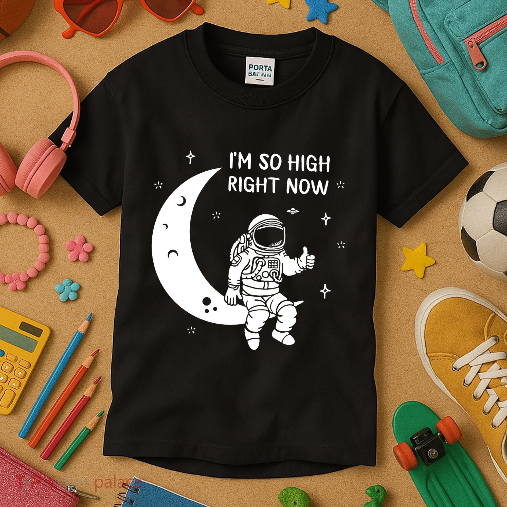 Astronaut Moon Im So High Right Now Kids T-Shirt