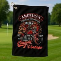 American M.O.T.O.R.C.Y.C.L.E I.N.D.I.A.N For Old Biker Golf Towel thumb 1