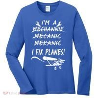 Aircraft Mechanic I'm A Mechannik Mecanic I Fix Planes Gift Women's Long Sleeve Shirt thumb 0