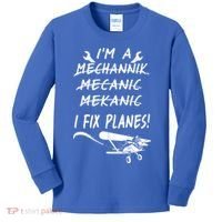 Aircraft Mechanic I'm A Mechannik Mecanic I Fix Planes Gift Kids Long Sleeve Shirt thumb 0
