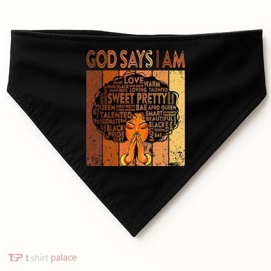 Afro Melanin Juneteenth Black History God Says I Am USA-Made Doggie Bandana