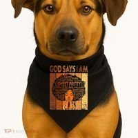 Afro Melanin Juneteenth Black History God Says I Am USA-Made Doggie Bandana thumb 1