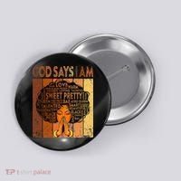 Afro Melanin Juneteenth Black History God Says I Am Button thumb 0