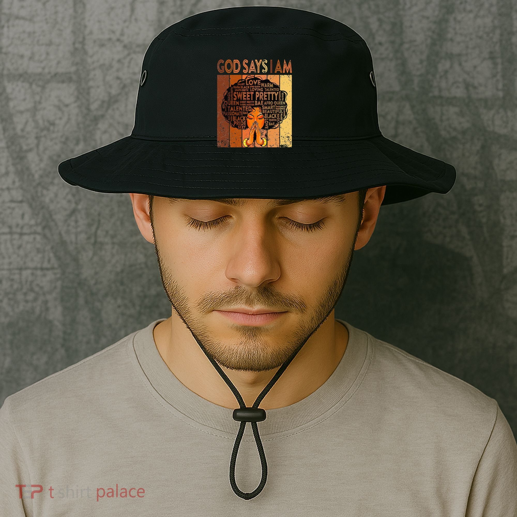 Afro Melanin Juneteenth Black History God Says I Am Bucket Hat