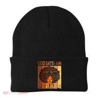 Afro Melanin Juneteenth Black History God Says I Am Beanie thumb 0