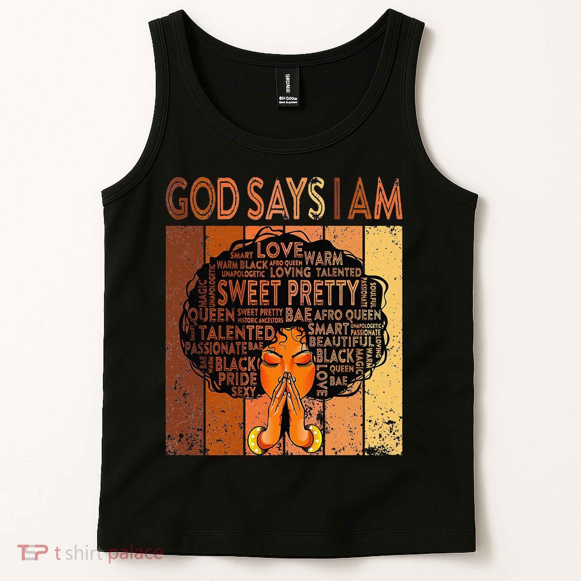 Afro Melanin Juneteenth Black History God Says I Am Tank Top