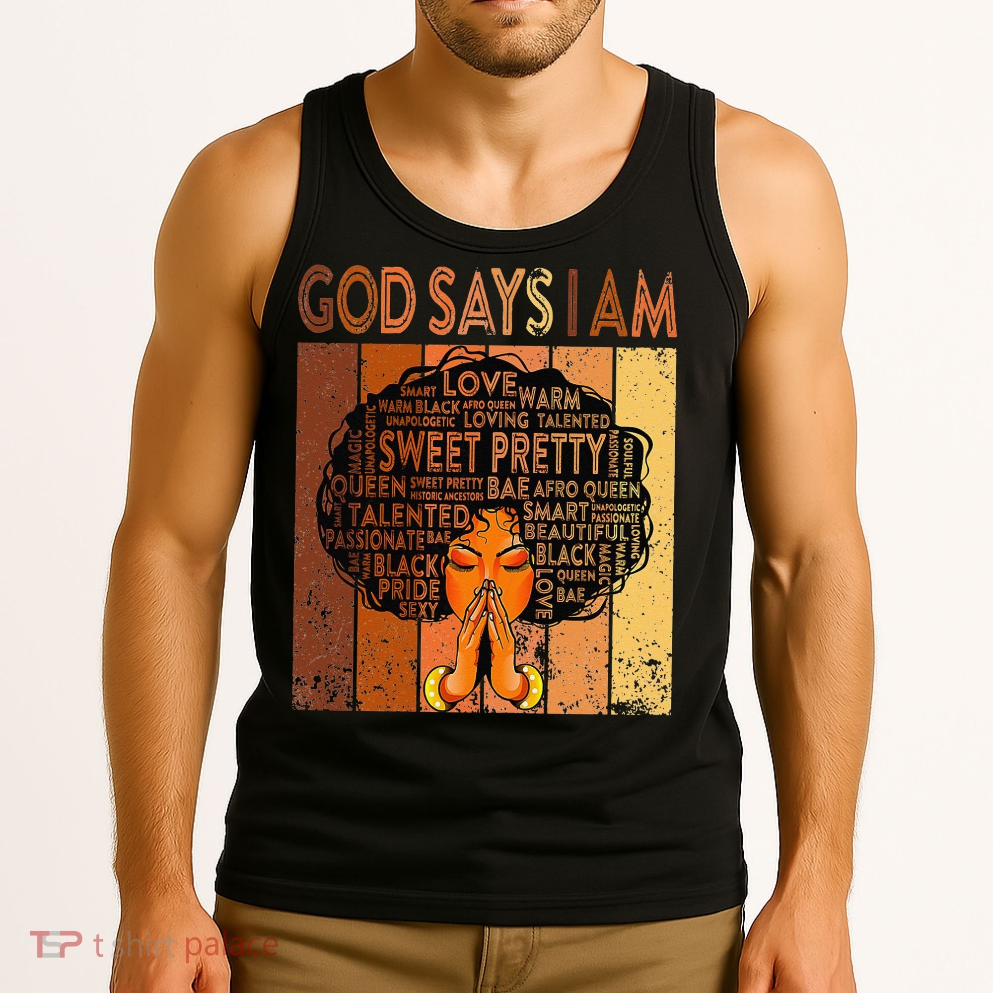 Afro Melanin Juneteenth Black History God Says I Am Tank Top
