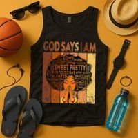 Afro Melanin Juneteenth Black History God Says I Am Tank Top thumb 4