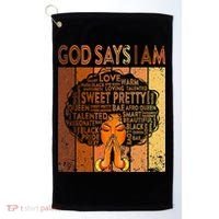 Afro Melanin Juneteenth Black History God Says I Am Golf Towel thumb 0