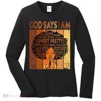Afro Melanin Juneteenth Black History God Says I Am Women's Long Sleeve Shirt thumb 0