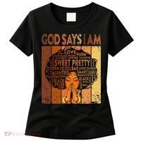 Afro Melanin Juneteenth Black History God Says I Am Women's T-Shirt thumb 0