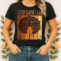 Afro Melanin Juneteenth Black History God Says I Am Women's T-Shirt thumb 2
