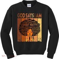Afro Melanin Juneteenth Black History God Says I Am Kids Sweatshirt thumb 0