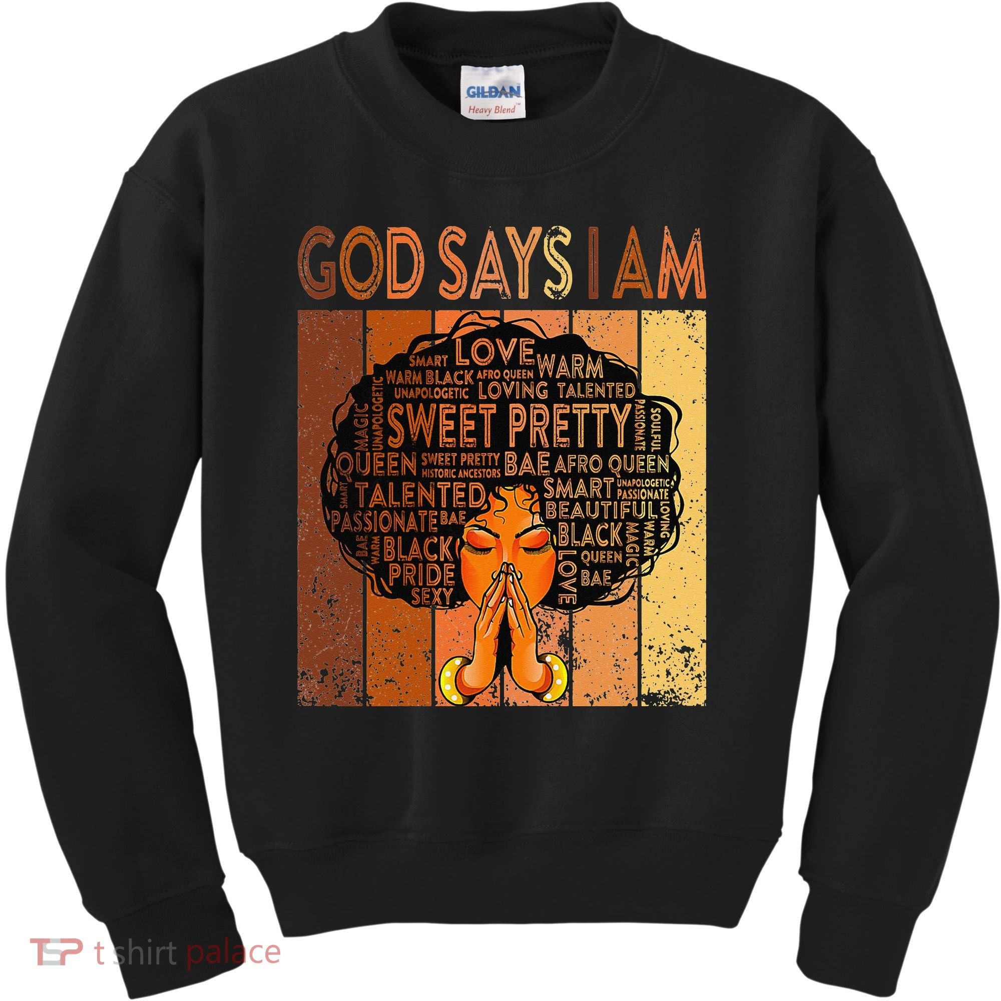 Afro Melanin Juneteenth Black History God Says I Am Kids Sweatshirt