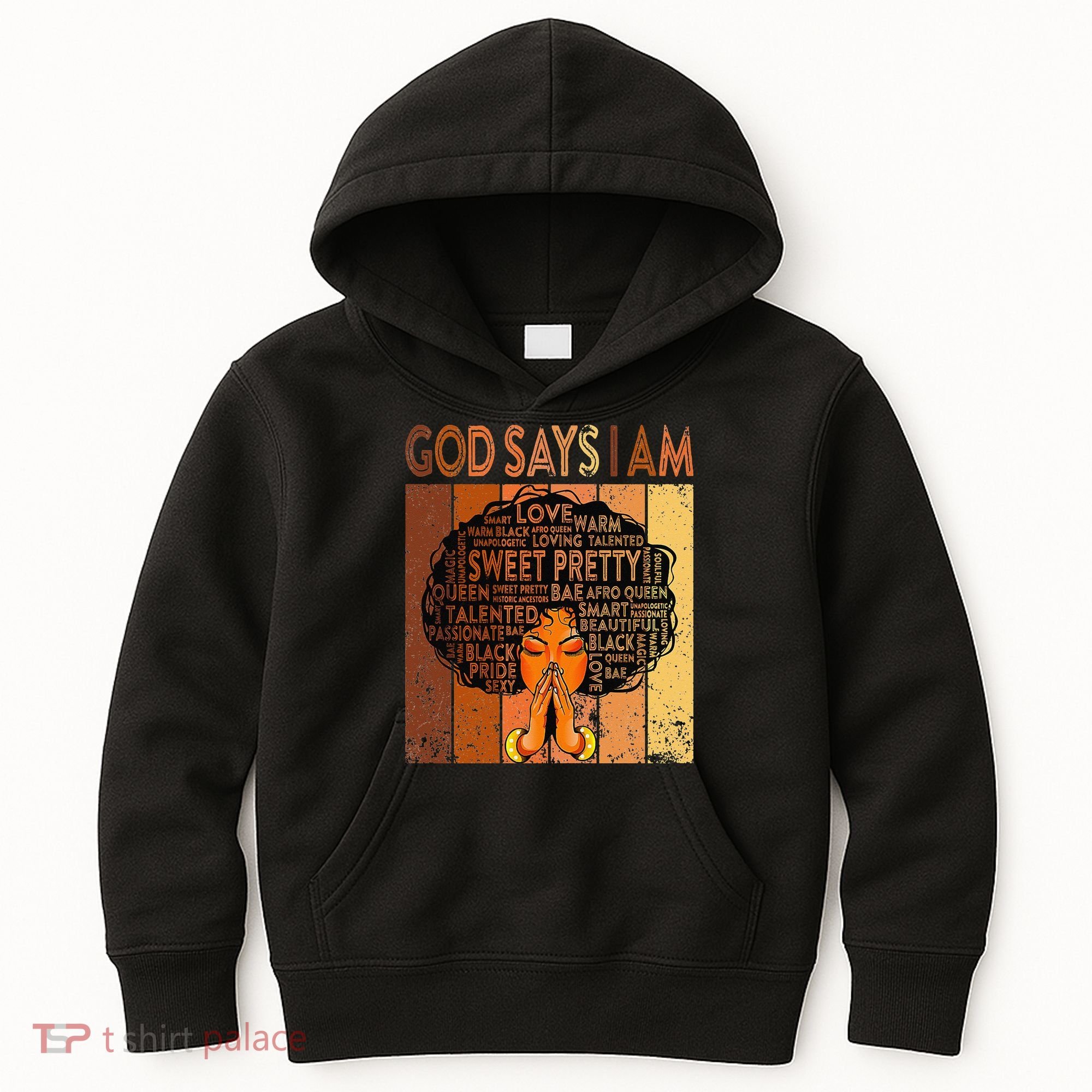 Afro Melanin Juneteenth Black History God Says I Am Kids Hoodie