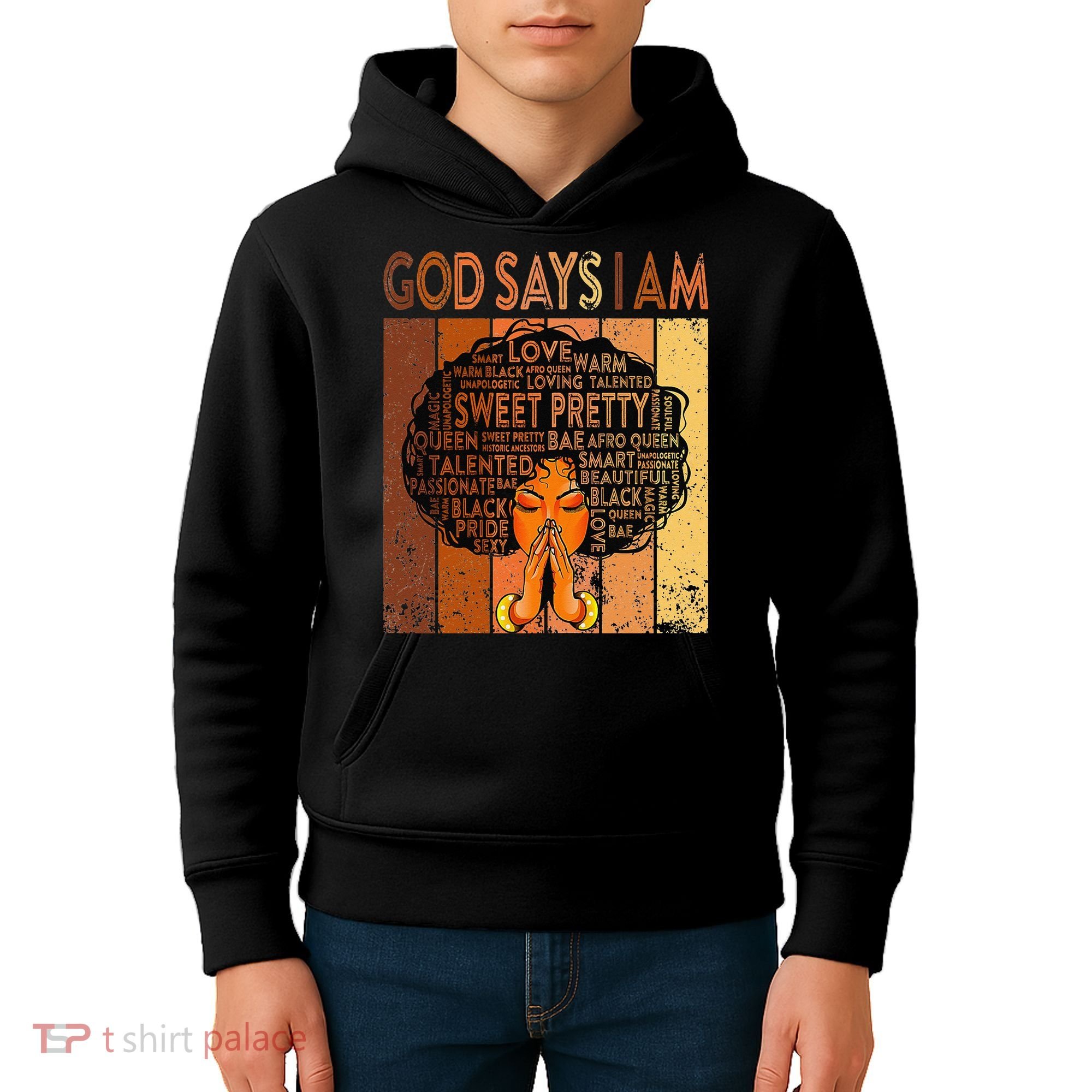 Afro Melanin Juneteenth Black History God Says I Am Kids Hoodie