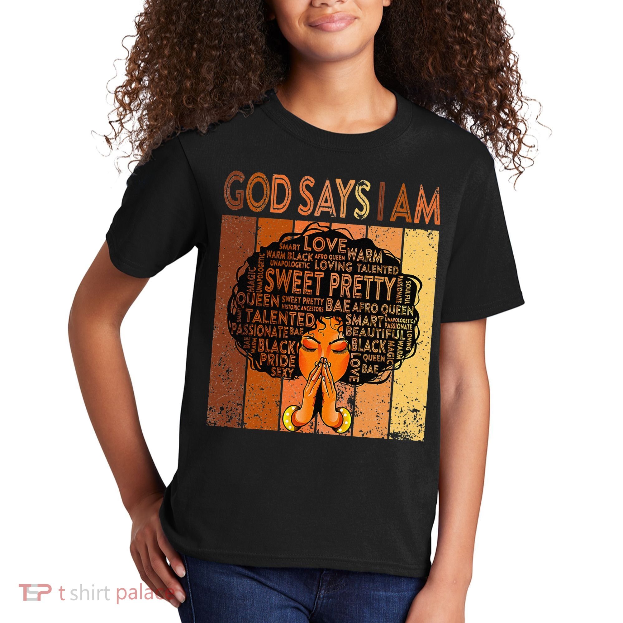 Afro Melanin Juneteenth Black History God Says I Am Kids T-Shirt
