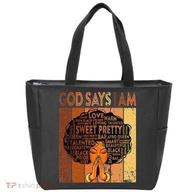 Afro Melanin Juneteenth Black History God Says I Am Tote Bag