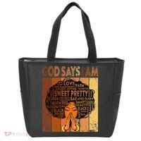 Afro Melanin Juneteenth Black History God Says I Am Tote Bag thumb 0