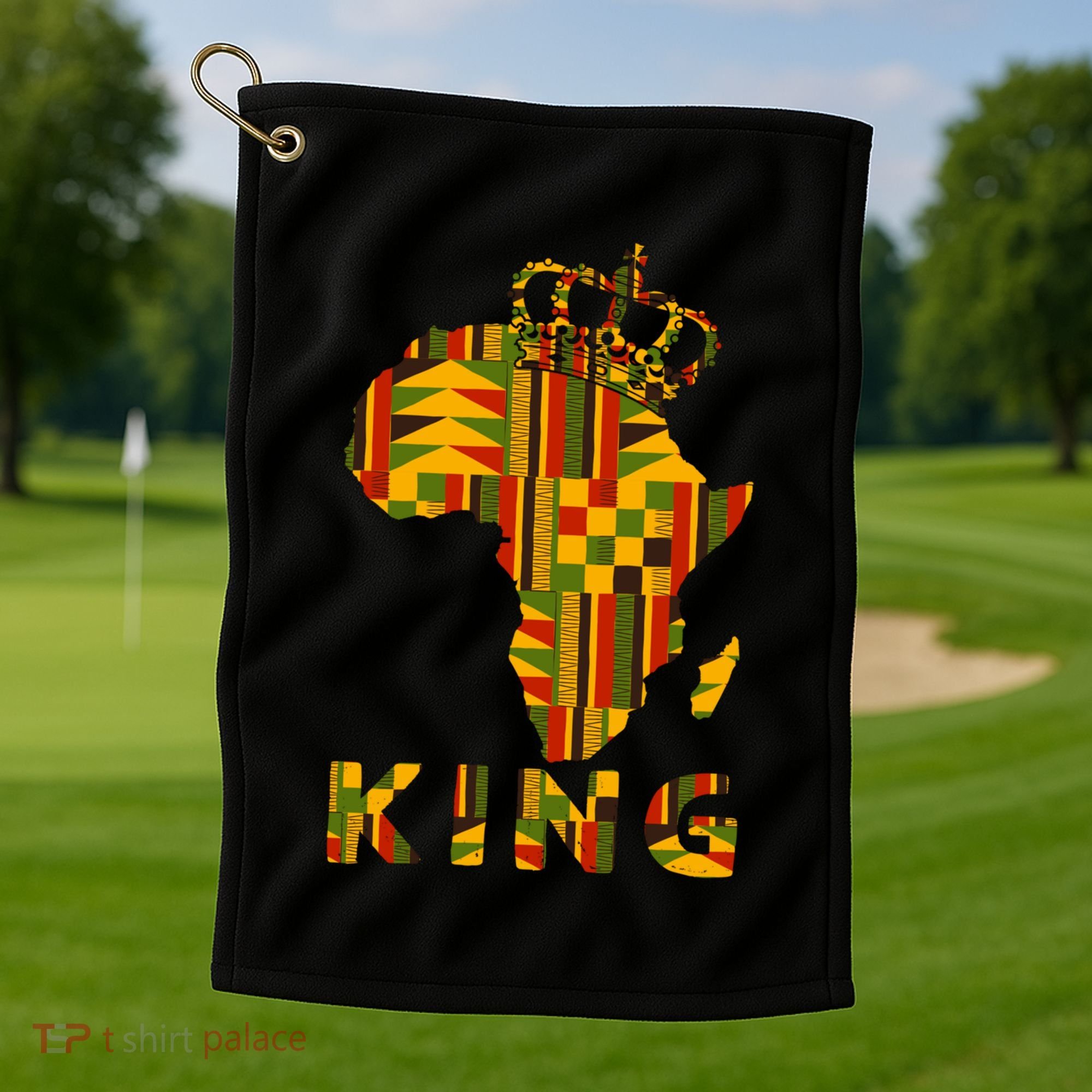 Africa Map Kente Cloth For King African Lover Funny Gift Golf Towel