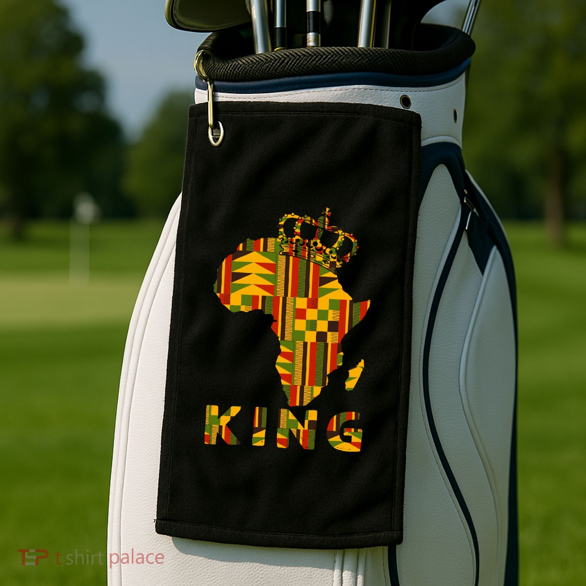 Africa Map Kente Cloth For King African Lover Funny Gift Golf Towel