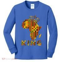 Africa Map Kente Cloth For King African Lover Funny Gift Kids Long Sleeve Shirt thumb 0