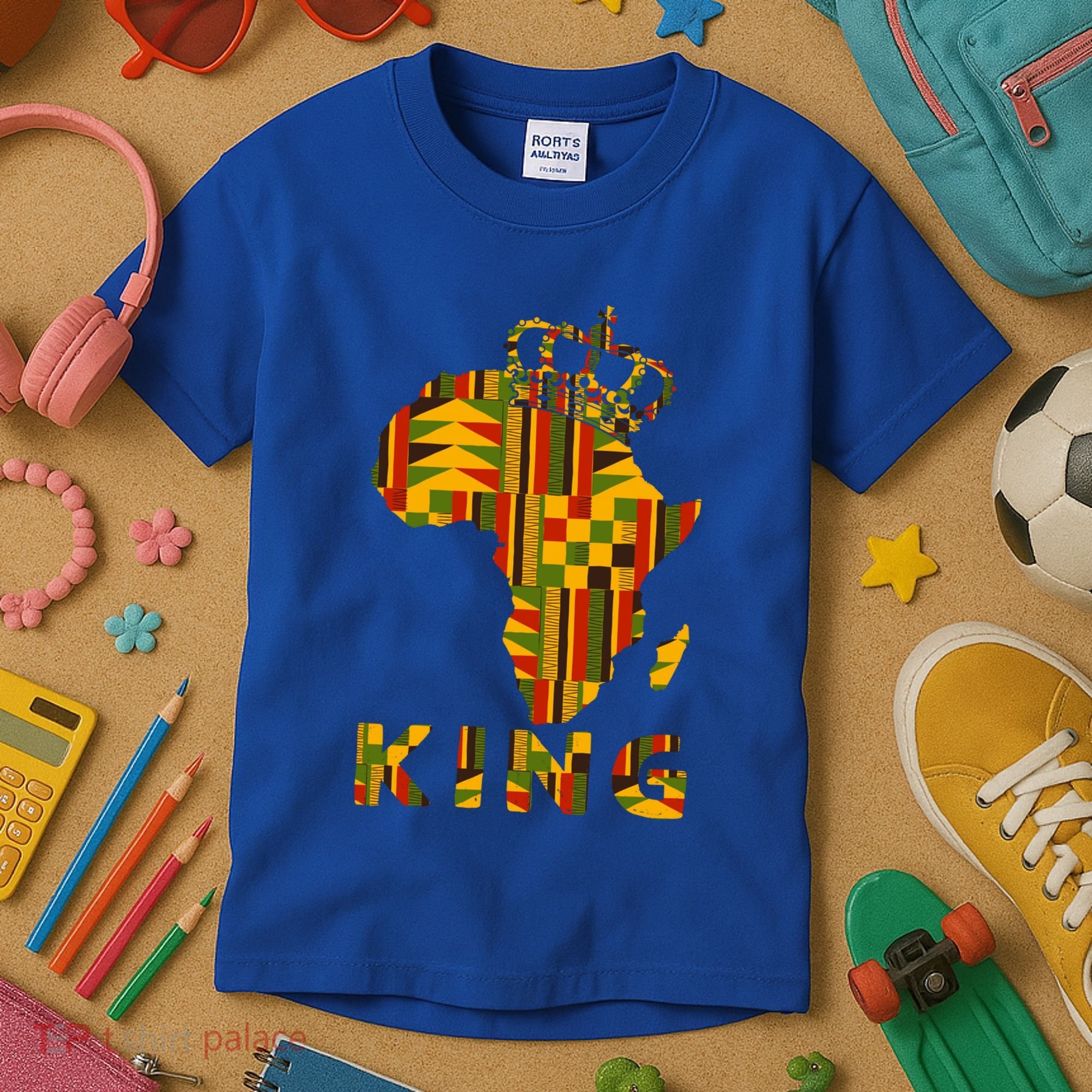 Africa Map Kente Cloth For King African Lover Funny Gift Kids T-Shirt