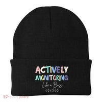 Actively Monitoring Like A Boss State Testing Day Teacher Beanie thumb 0