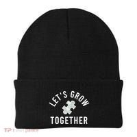 Autism Mom Let's Grow Together Puzzle Piece Autism Awareness Cool Gift Beanie thumb 0