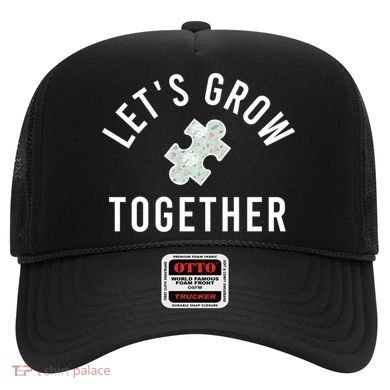 Autism Mom Let's Grow Together Puzzle Piece Autism Awareness Cool Gift Hat
