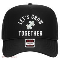 Autism Mom Let's Grow Together Puzzle Piece Autism Awareness Cool Gift Hat thumb 0