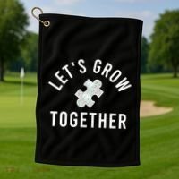 Autism Mom Let's Grow Together Puzzle Piece Autism Awareness Cool Gift Golf Towel thumb 1