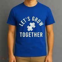Autism Mom Let's Grow Together Puzzle Piece Autism Awareness Cool Gift T-Shirt thumb 3