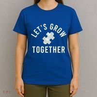 Autism Mom Let's Grow Together Puzzle Piece Autism Awareness Cool Gift T-Shirt thumb 4
