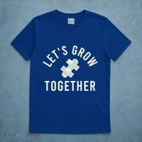 Autism Mom Let's Grow Together Puzzle Piece Autism Awareness Cool Gift T-Shirt thumb 5