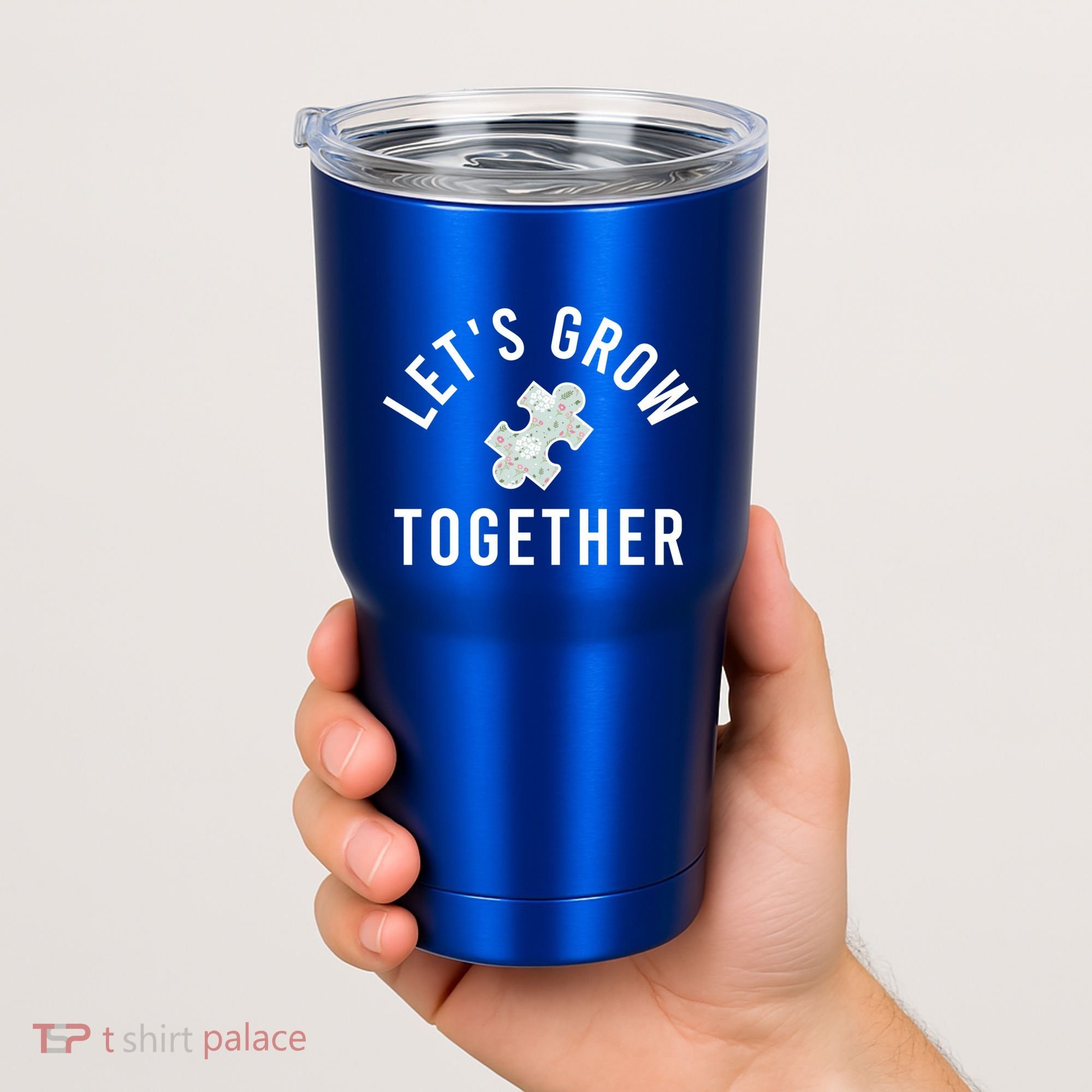 Autism Mom Let's Grow Together Puzzle Piece Autism Awareness Cool Gift Tumbler