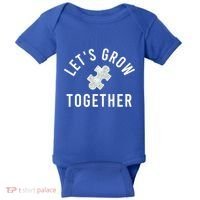 Autism Mom Let's Grow Together Puzzle Piece Autism Awareness Cool Gift Baby Bodysuit thumb 0