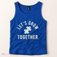 Autism Mom Let's Grow Together Puzzle Piece Autism Awareness Cool Gift Tank Top thumb 2