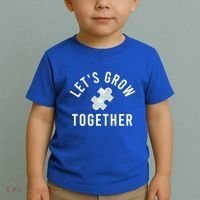 Autism Mom Let's Grow Together Puzzle Piece Autism Awareness Cool Gift Toddler T-Shirt thumb 2