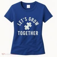 Autism Mom Let's Grow Together Puzzle Piece Autism Awareness Cool Gift Women's T-Shirt thumb 0