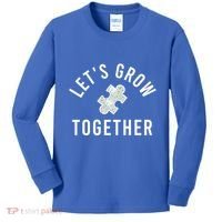 Autism Mom Let's Grow Together Puzzle Piece Autism Awareness Cool Gift Kids Long Sleeve Shirt thumb 0