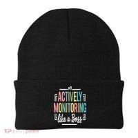 Actively Monitoring Like A Boss Motivational Testing Day Beanie thumb 0