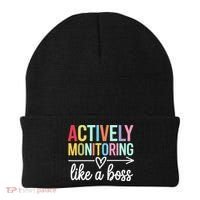 Actively Monitoring Like A Boss State Testing Day Teacher Beanie thumb 0