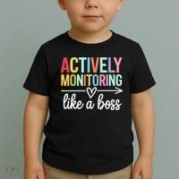 Actively Monitoring Like A Boss State Testing Day Teacher Toddler T-Shirt thumb 2