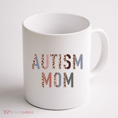 Autism Mom Leopard Print Coffee Mug back