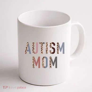 Autism Mom Leopard Print Coffee Mug back