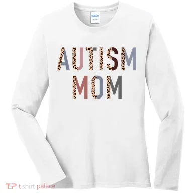 Autism Mom Leopard Print Women's Long Sleeve Shirt