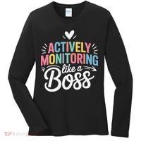 Actively Monitoring Like A Boss Test Day Testing Teacher Women's Long Sleeve Shirt thumb 0