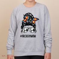 Archery Mom Life Messy Bun Hair Glasses Women's Sweatshirt thumb 0